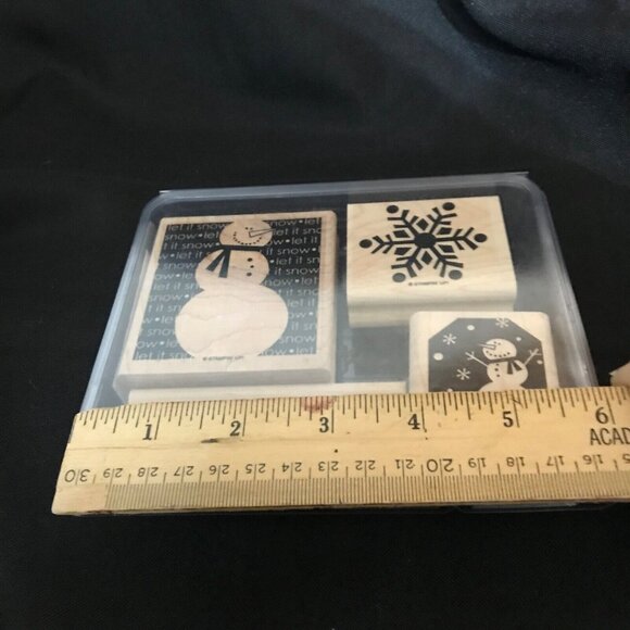 Stampin Up! Two Cool Dudes Rubber Stamp Set Of 4 Snowman & Snowflake Design - Picture 6 of 6